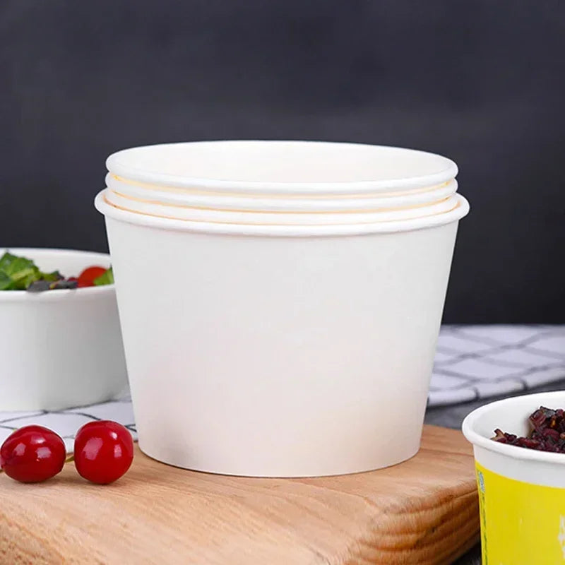 Eco - friendly Disposable Paper food Bowls Lids -50 Pack.